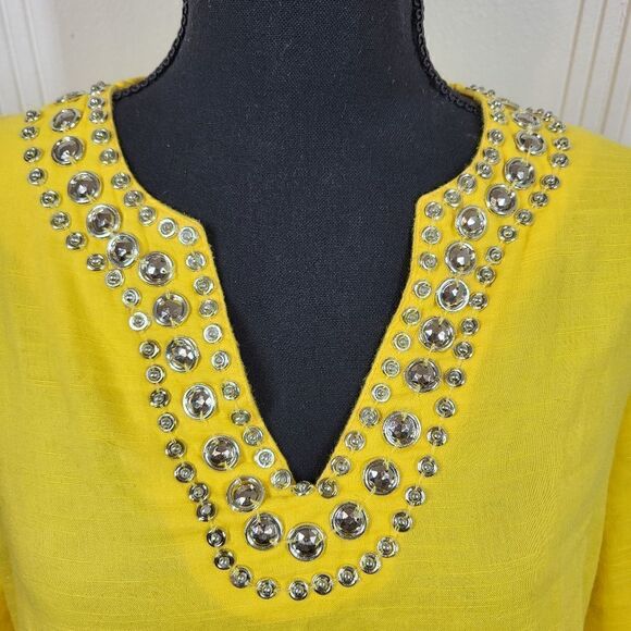 Cathy Daniel's Yellow Embellished  Blouse - Picture 6 of 9